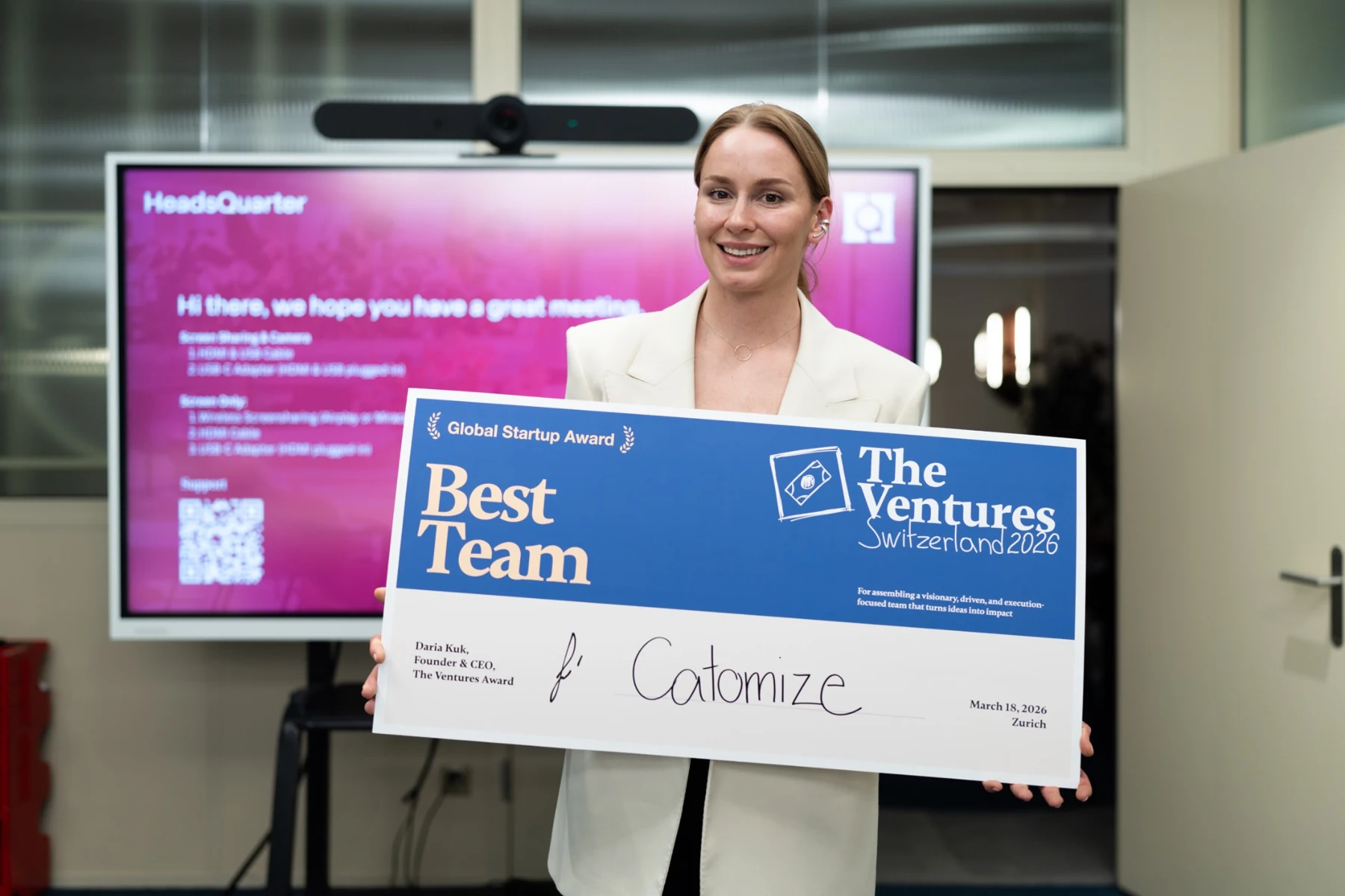 Best Team award certificate for Catomize